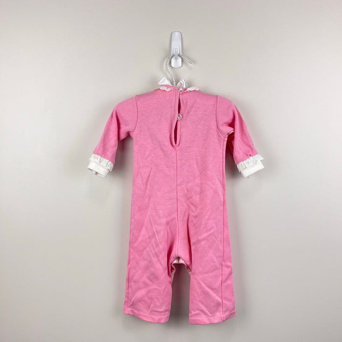 Vintage Carter's Pink Ruffle Lace Coverall Romper 9 Months USA