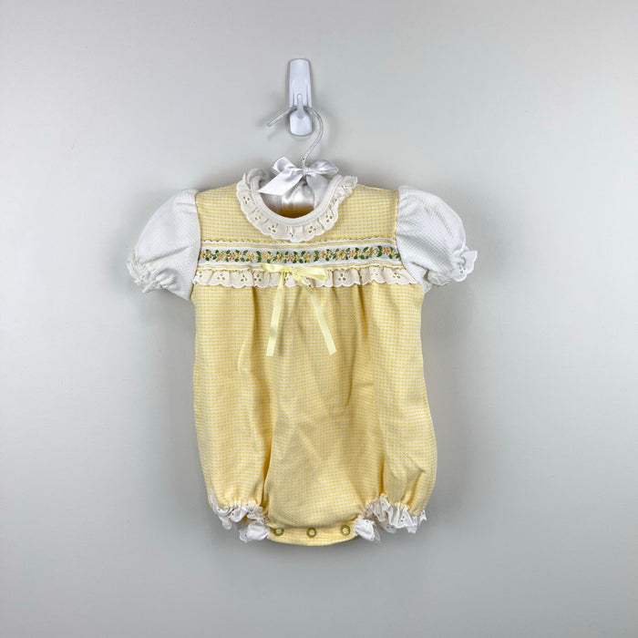 Vintage Carter's Yellow Floral Lace Ruffle Romper 18 Months USA