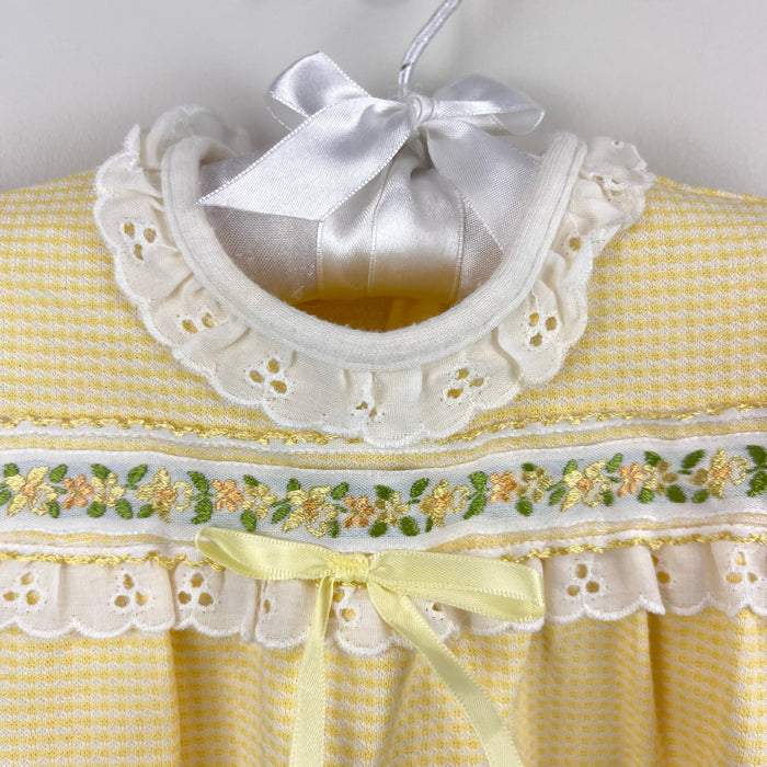 Vintage Carter's Yellow Floral Lace Ruffle Romper 18 Months USA
