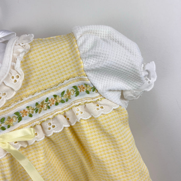Vintage Carter's Yellow Floral Lace Ruffle Romper 18 Months USA