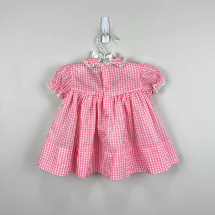 Vintage Cherubs Pink Gingham Baby Chick Dress 9 Months