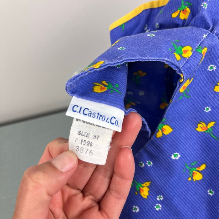 Vintage C.I. Castro & Co Ruffle Floral Dress 3T USA