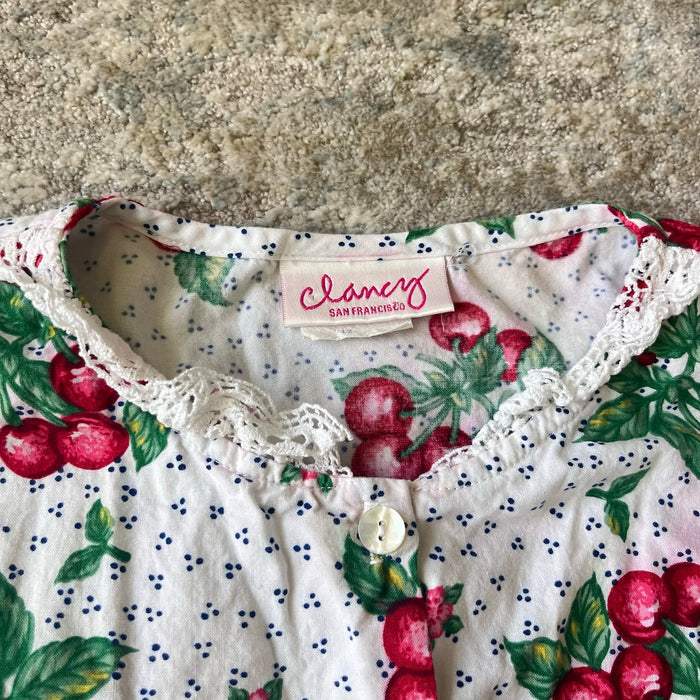 Vintage Clancy San Francisco Francesca Sweet Cherries Dress 12 USA