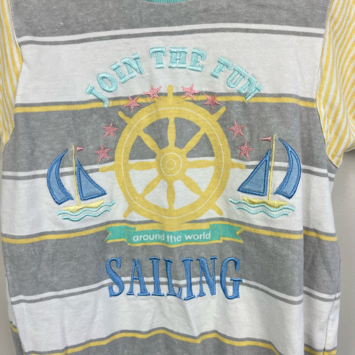 Vintage Doe Spun Striped Sailing Shortall Romper 3-6 Months