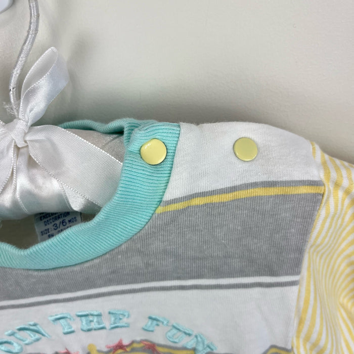 Vintage Doe Spun Striped Sailing Shortall Romper 3-6 Months
