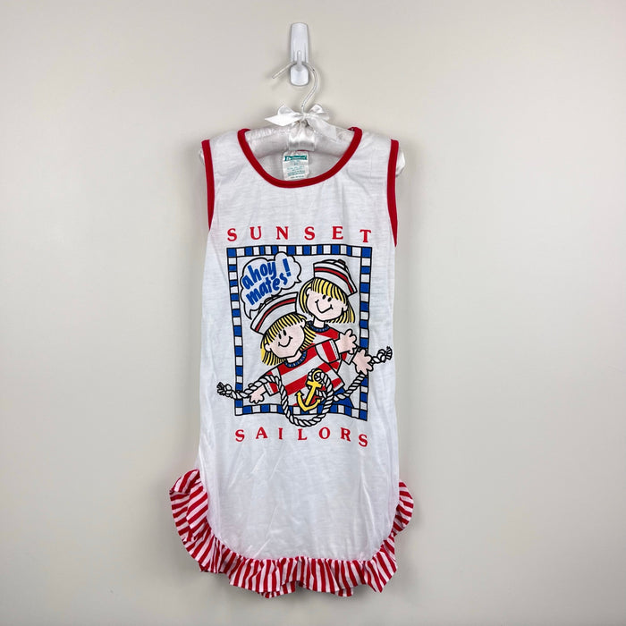 Vintage Dr. Denton Sunset Sailors Nautical Ruffle Nightgown 3T NWT