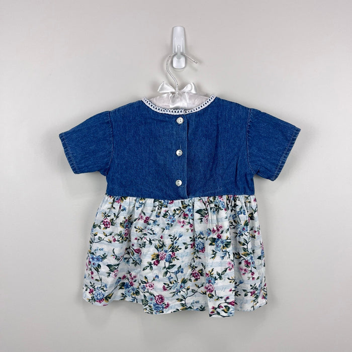 Vintage Evy Floral Lace Denim Heart Top Toddler Girl