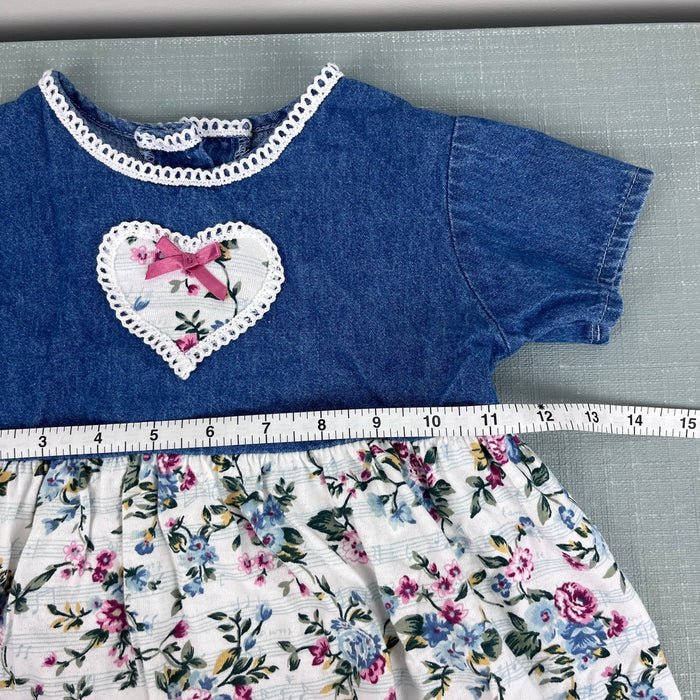 Vintage Evy Floral Lace Denim Heart Top Toddler Girl
