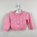 Vintage First Impressions Infants Wear Pink Ruffle Bow Cardigan Sweater 6-9 Months