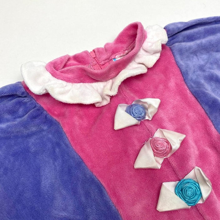 Vintage Girls Bright Color Block Velour Jumpsuit 6-9 Months