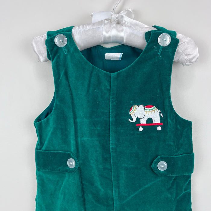 Vintage Green Velvet Elephant Longall Romper 18 Months
