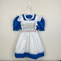 Vintage Hand Smocked by Carousel Blue Pinafore Ruffle Dress 6