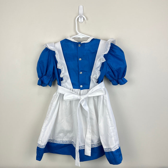 Vintage Hand Smocked by Carousel Blue Pinafore Ruffle Dress 6