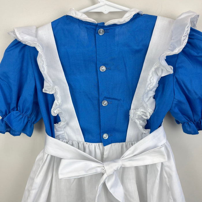 Vintage Hand Smocked by Carousel Blue Pinafore Ruffle Dress 6