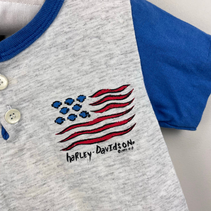 Vintage Harley Davidson Gray Blue Flag T-Shirt Toddler USA