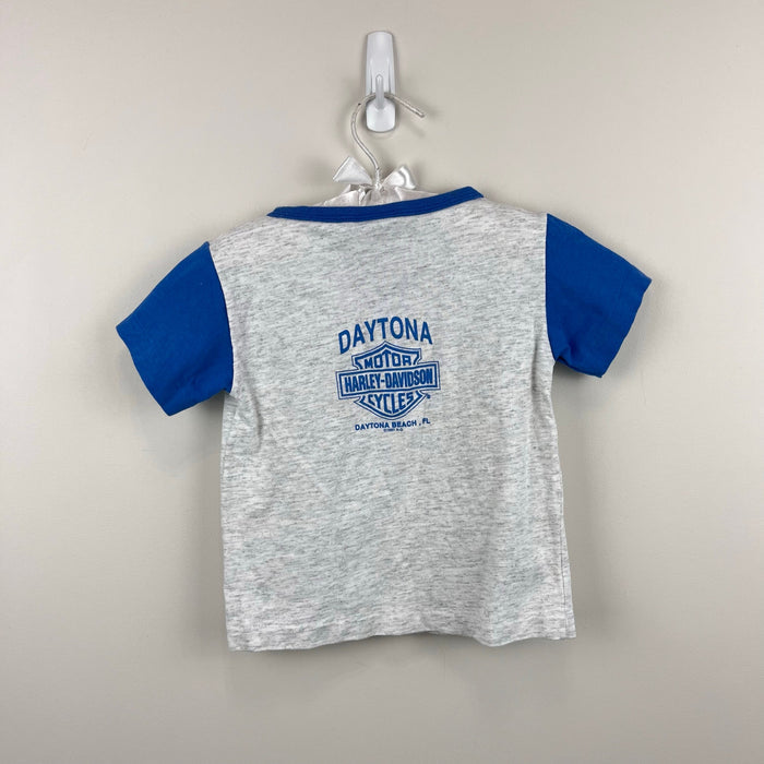 Vintage Harley Davidson Gray Blue Flag T-Shirt Toddler USA
