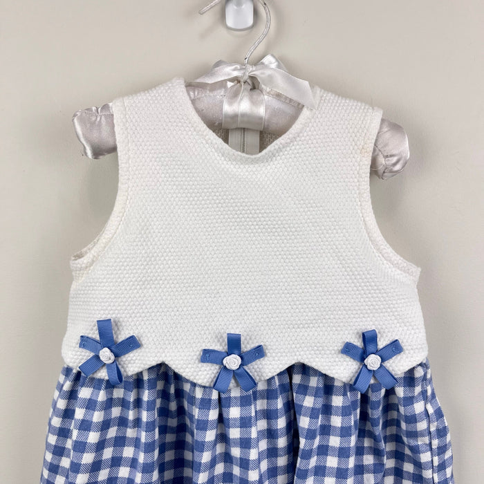 Vintage Hartstrings Blue White Gingham Flower Dress 4T