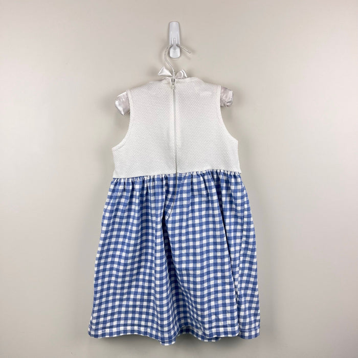 Vintage Hartstrings Blue White Gingham Flower Dress 4T