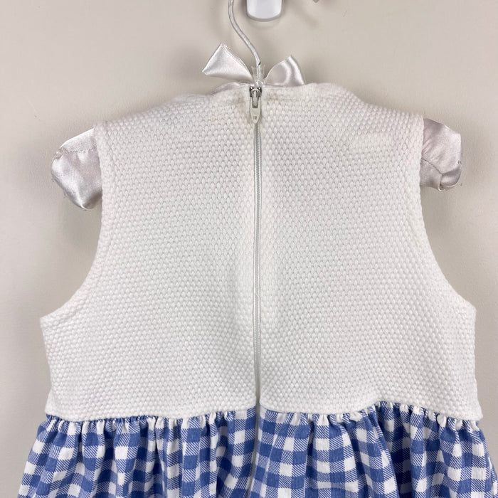 Vintage Hartstrings Blue White Gingham Flower Dress 4T
