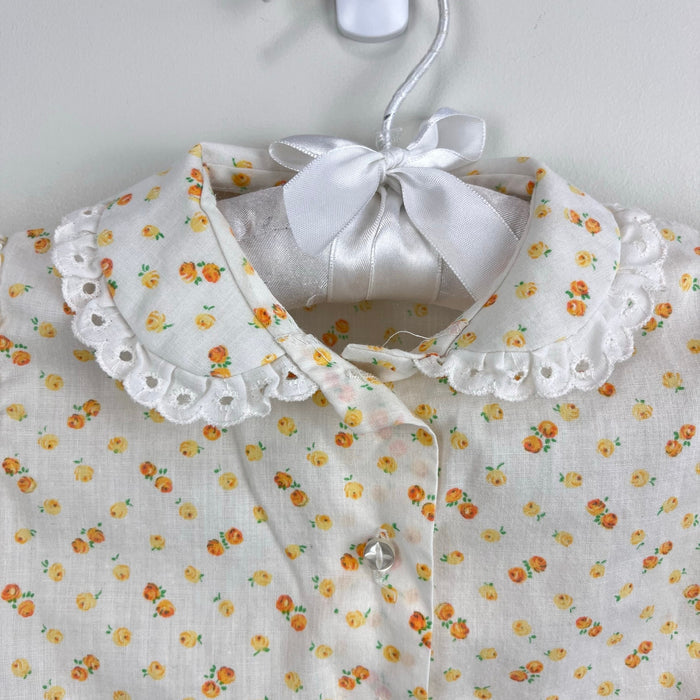 Vintage Healthtex 70s Yellow Orange Floral Blouse 24 Months USA