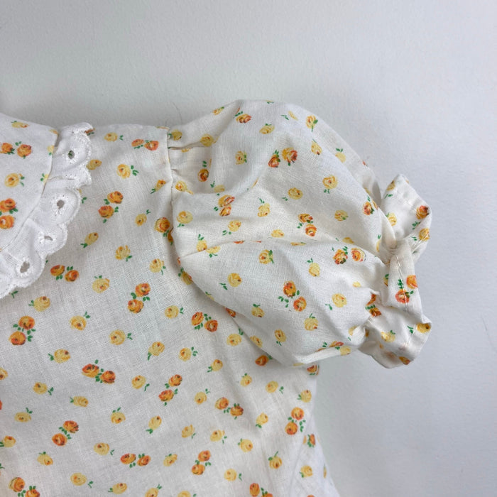 Vintage Healthtex 70s Yellow Orange Floral Blouse 24 Months USA