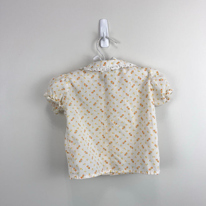 Vintage Healthtex 70s Yellow Orange Floral Blouse 24 Months USA