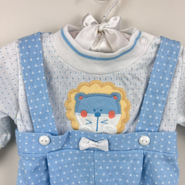 Vintage Healthtex Blue Polka Dot Applique Lion Romper 6 Months USA