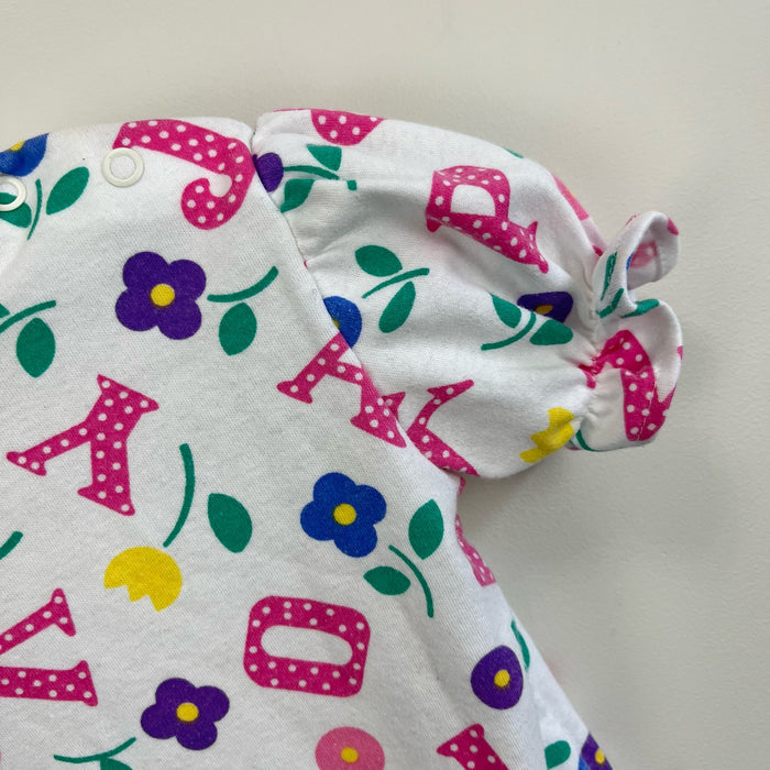Vintage Healthtex Floral Alphabet Bodysuit 24 Months