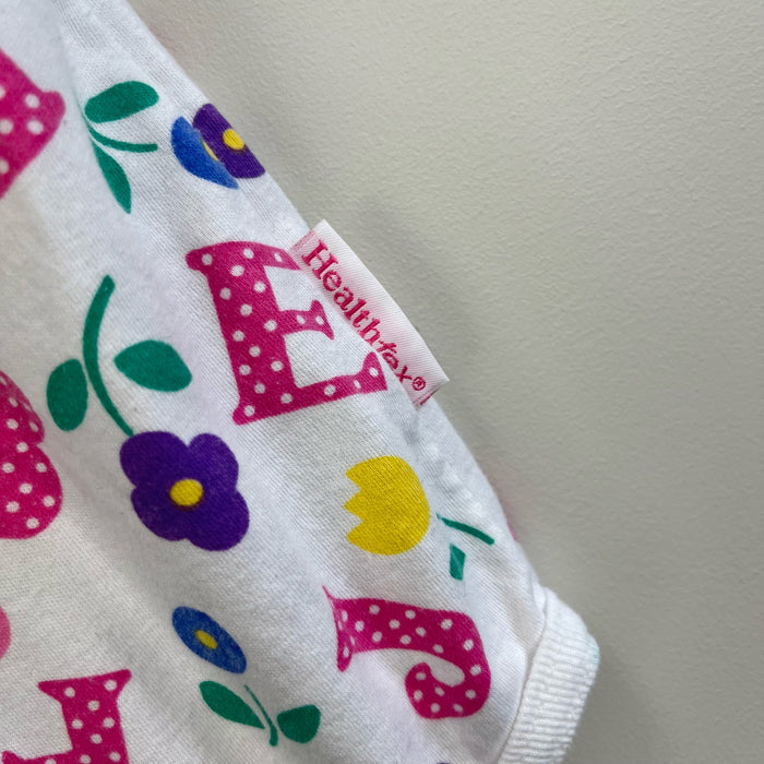 Vintage Healthtex Floral Alphabet Bodysuit 24 Months