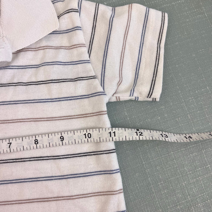 Vintage Healthtex Short Sleeve White Striped Polo Shirt 4T USA