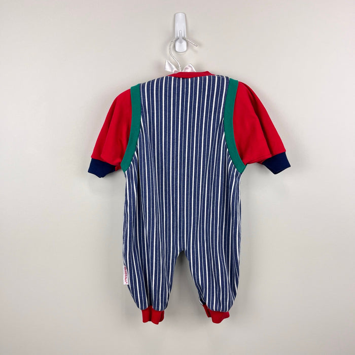 Vintage Healthtex Striped Train Coverall Romper 6-9 Months USA