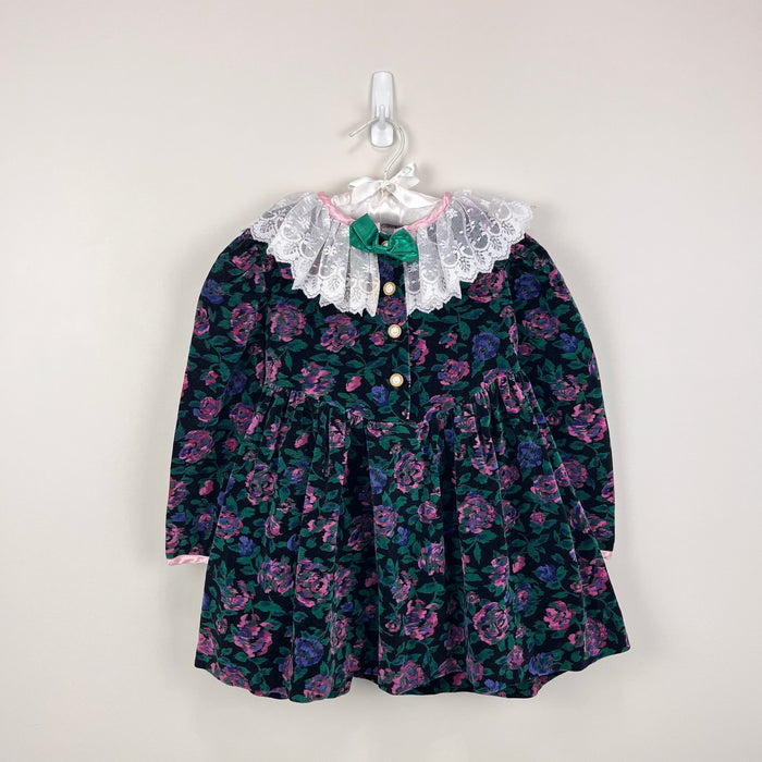 Vintage Hi-Girls Inc Floral Velvet Party Dress 4T USA