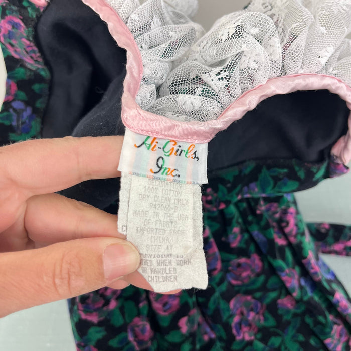 Vintage Hi-Girls Inc Floral Velvet Party Dress 4T USA