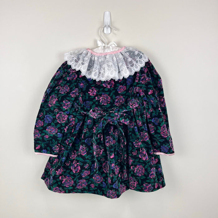 Vintage Hi-Girls Inc Floral Velvet Party Dress 4T USA
