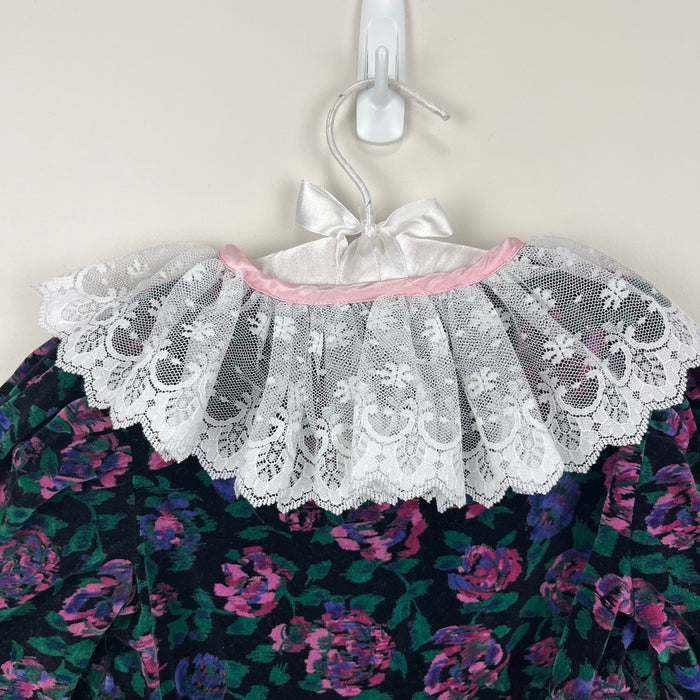 Vintage Hi-Girls Inc Floral Velvet Party Dress 4T USA