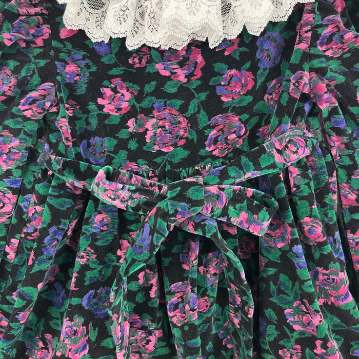 Vintage Hi-Girls Inc Floral Velvet Party Dress 4T USA