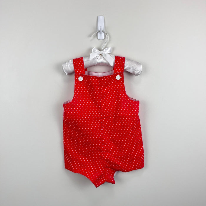 Vintage Johnston I. Magnin Red Polka Dot Star Shortall Romper 12-18 Months