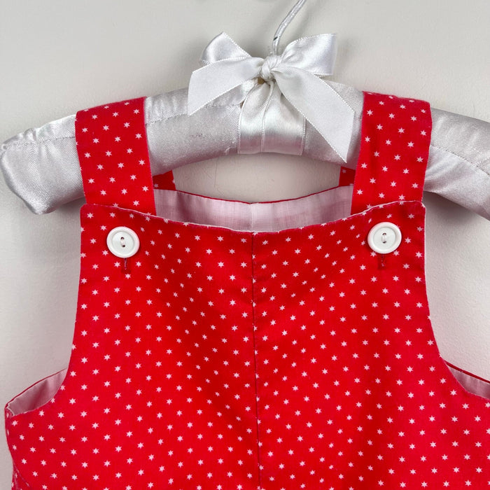 Vintage Johnston I. Magnin Red Polka Dot Star Shortall Romper 12-18 Months