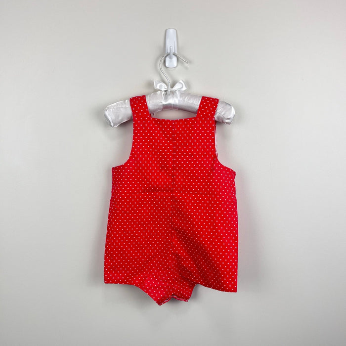 Vintage Johnston I. Magnin Red Polka Dot Star Shortall Romper 12-18 Months