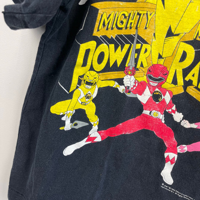 Vintage Kids Mighty Morphin Power Rangers Short Sleeve Black T-Shirt 1994