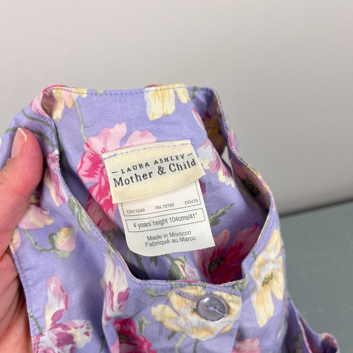 Vintage Laura Ashley Mother & Child Purple Floral Romper Jumpsuit 4T
