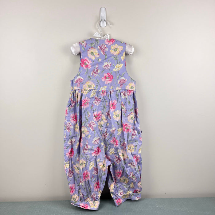 Vintage Laura Ashley Mother & Child Purple Floral Romper Jumpsuit 4T