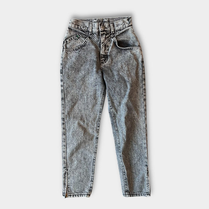 Vintage Lee Gray Acid Wash Double Yoke Zipper Jeans 12 USA