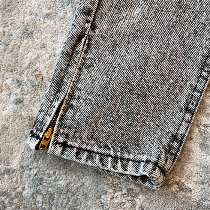 Vintage Lee Gray Acid Wash Double Yoke Zipper Jeans 12 USA