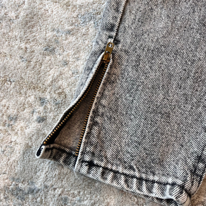 Vintage Lee Gray Acid Wash Double Yoke Zipper Jeans 12 USA