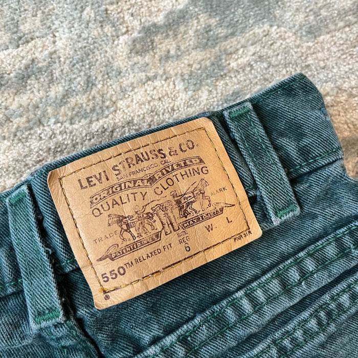 Vintage Levi's 550 Relaxed Fit Regular Orange Tab Green Jeans 6