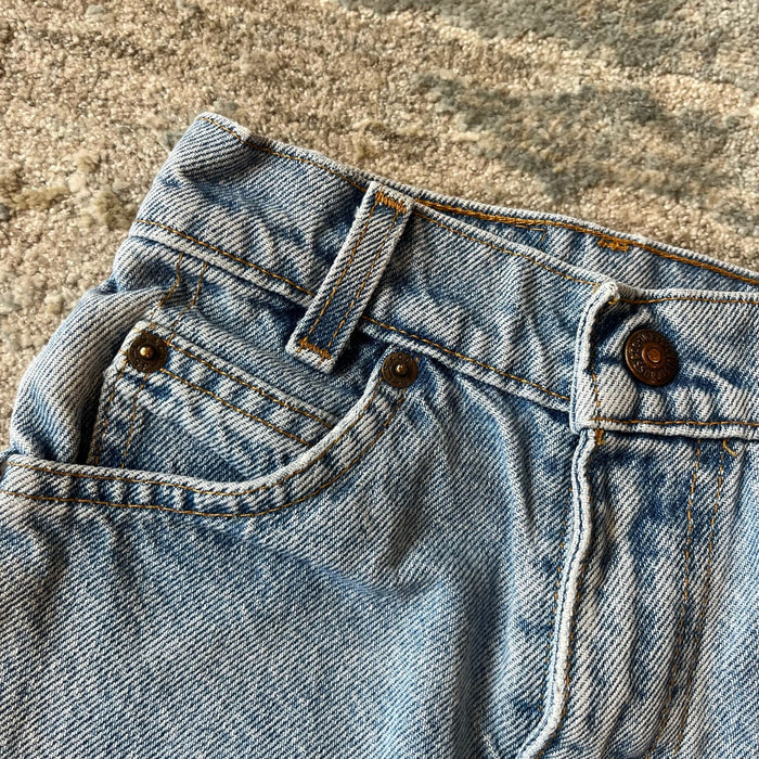 Vintage Levi's 550 Relaxed Fit Slim Distressed Orange Tab Jeans 7