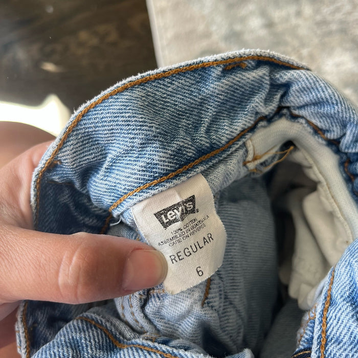 Vintage Levi's Cinched Waist Cut Off Blue Jean Shorts 6