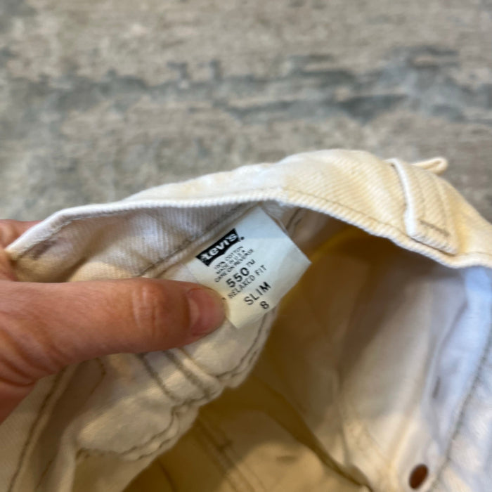 Vintage Levi's Ecru 550 Relaxed Fit Slim Orange Tab Jean Shorts 8