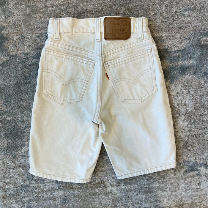 Vintage Levi's Ecru 550 Relaxed Fit Slim Orange Tab Jean Shorts 8